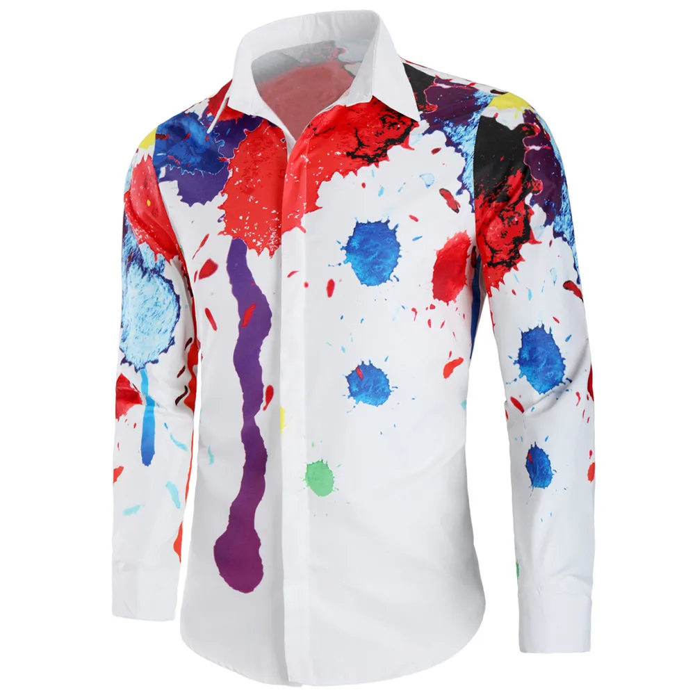 Осенние новые модные мужские рубашки с длинным рукавом платье рубашка Мужская Плюс Размер цветочцветочная гавайская рубашка мужская Camisa Social Masculina C65