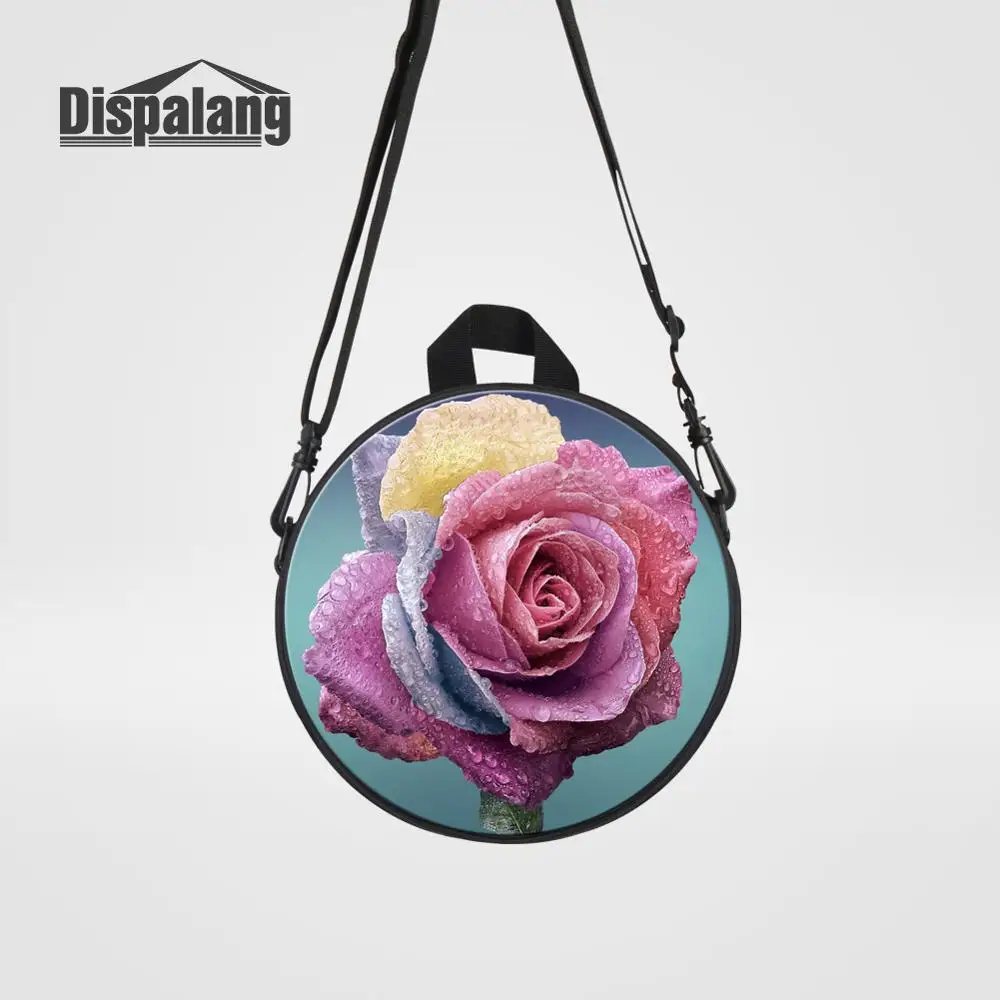 Красная роза, мини сумка-мессенджер для девочек с цветочным принтом, детские сумки через плечо для улицы, Детский Повседневный круглый рюкзак для школы Rugzak - Цвет: Темно-синий