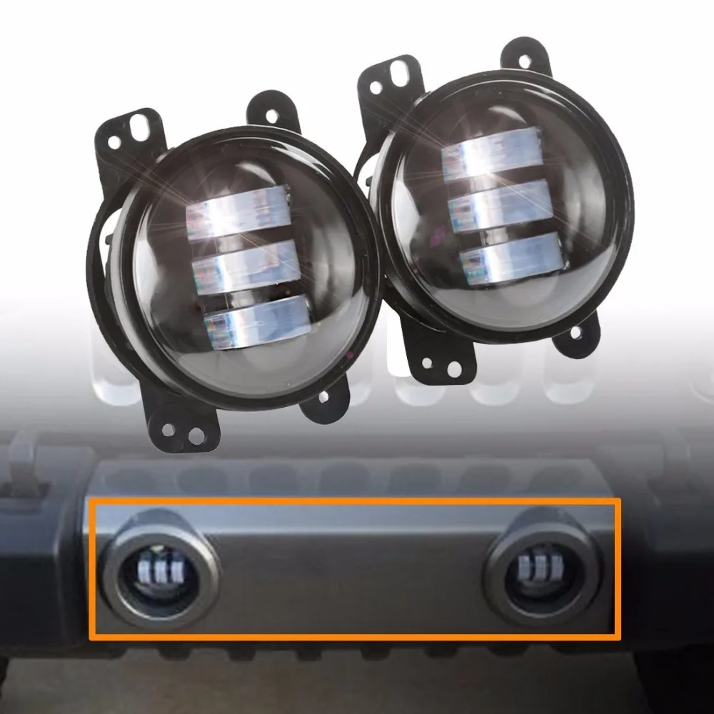 2 Pcs Rubicon Sahara Pair 30W 4 inch LED Fog Light Kit For 2007~2016 Jeep Wrangler JK