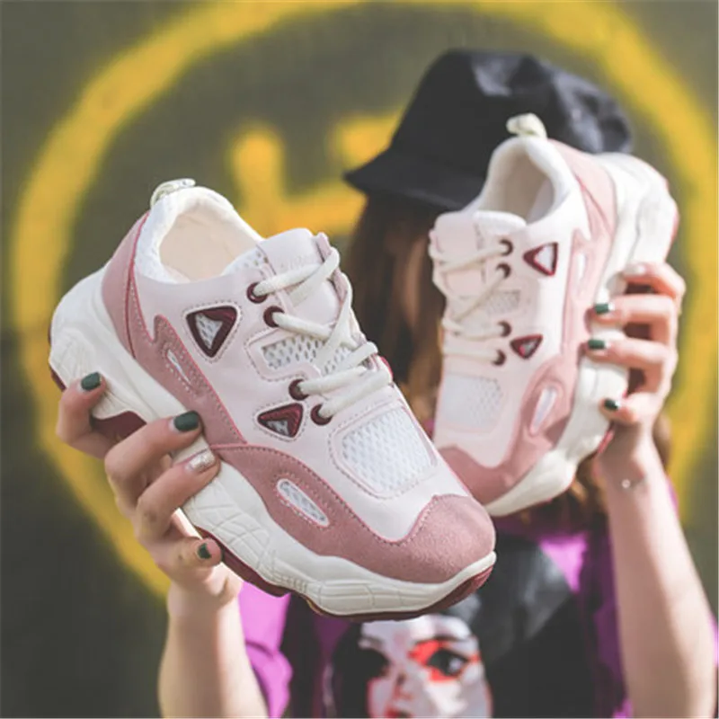 

FeiYiTu Women Casual Platform Shoes 2019 Spring Women's Chunky Sneakers Canvas Female Trainers Dad Sneaker Eu size 35-40