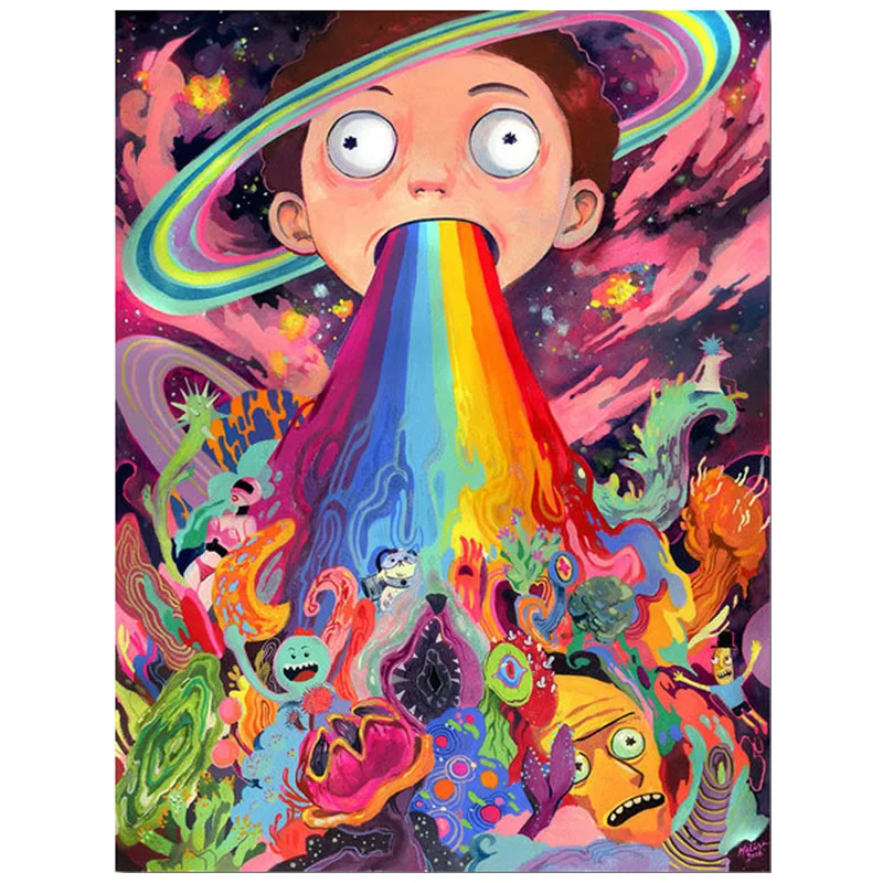 Картина рик и морти на холсте