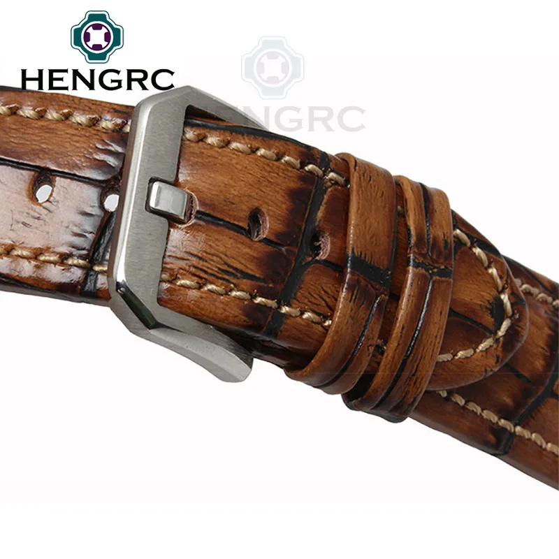 Ремень HENGRC из натуральной кожи для мужских часов модный коричневый синий с