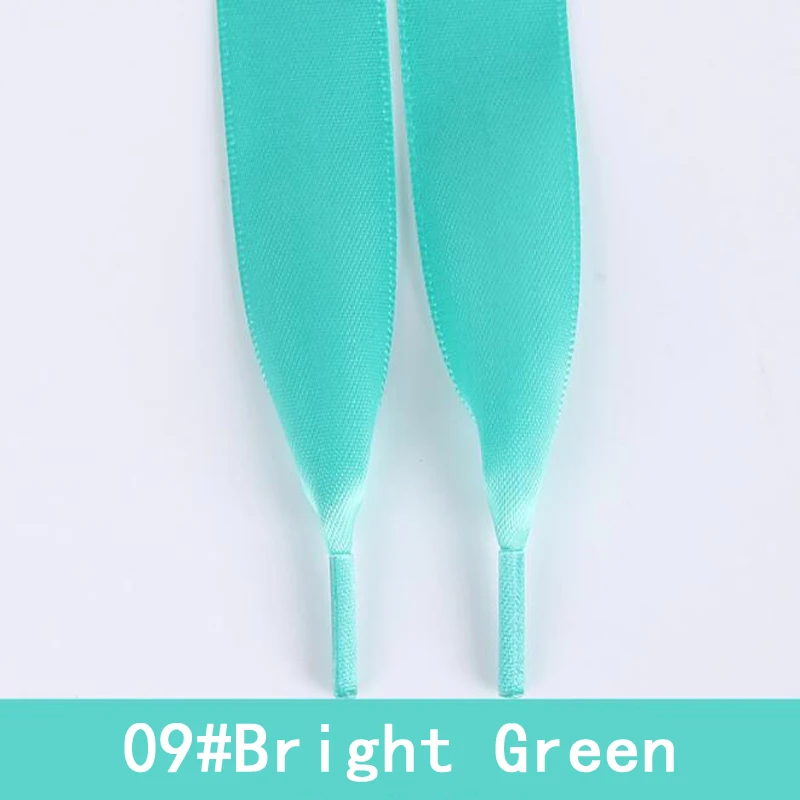 1 пара модных шелковых шнурки на плоской подошве, кроссовки, спортивная обувь, кружевные атласные шнурки,, 80 см, 100 см, 120 см, 140 см - Цвет: 09 Bright Green