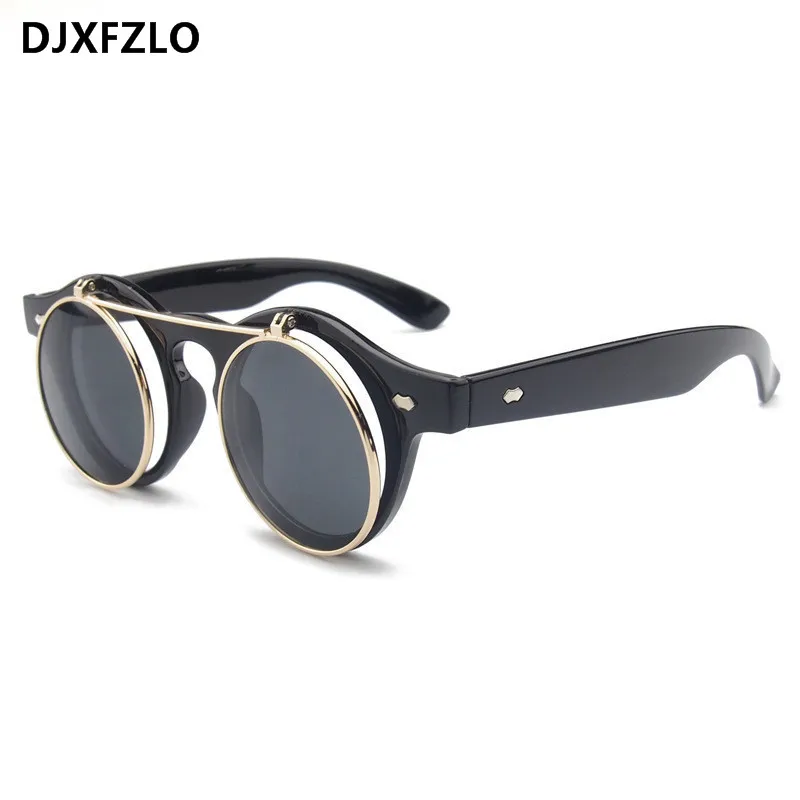 DJXFZLO Модные Ретро стимпанк Солнцезащитные очки женские круглые очки Брендовые дизайнерские винтажные паровые панк Солнцезащитные очки oculos gafas de sol