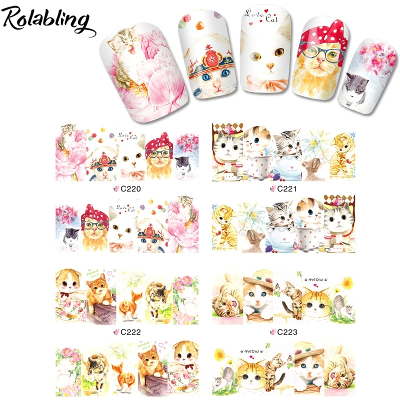 rolabling cats series cute nail art decorations stickers printable