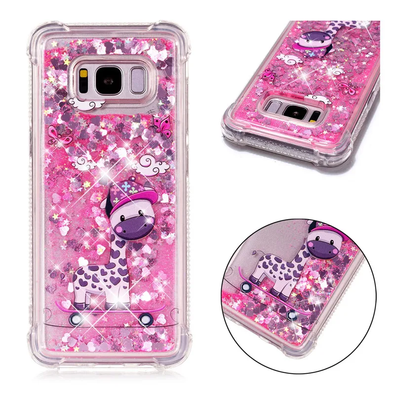 Liquid Case for Samsung Galaxy A6 A8 Plus 2018 S8 S9 Plus S6 S7 Edge Note8 Note9 S5 S6edge Glitter Love Silicone PC Full Cover (18)