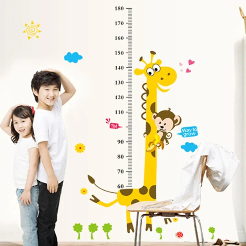 

% 3d Cartoon animal giraffe monkey flower cloud Height Chart Wall Sticker kids room living room bedroom Wall Art Sticker Poster