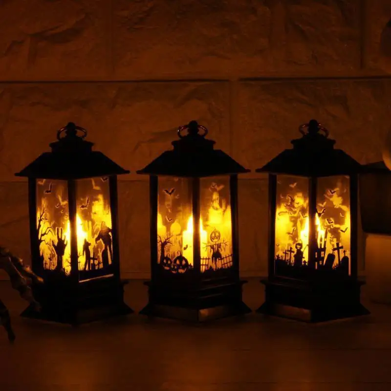 

New Halloween Vintage Pumpkin Castle Light Lamp Party Hanging Decor LED Lantern