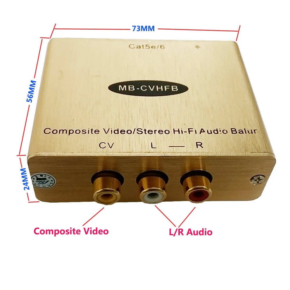 Композитный видео и стерео аудиоудлинитель через Ethernet AV к RJ45 Balun AV к RJ45 адаптер с защитой от перенапряжения 2 кВ