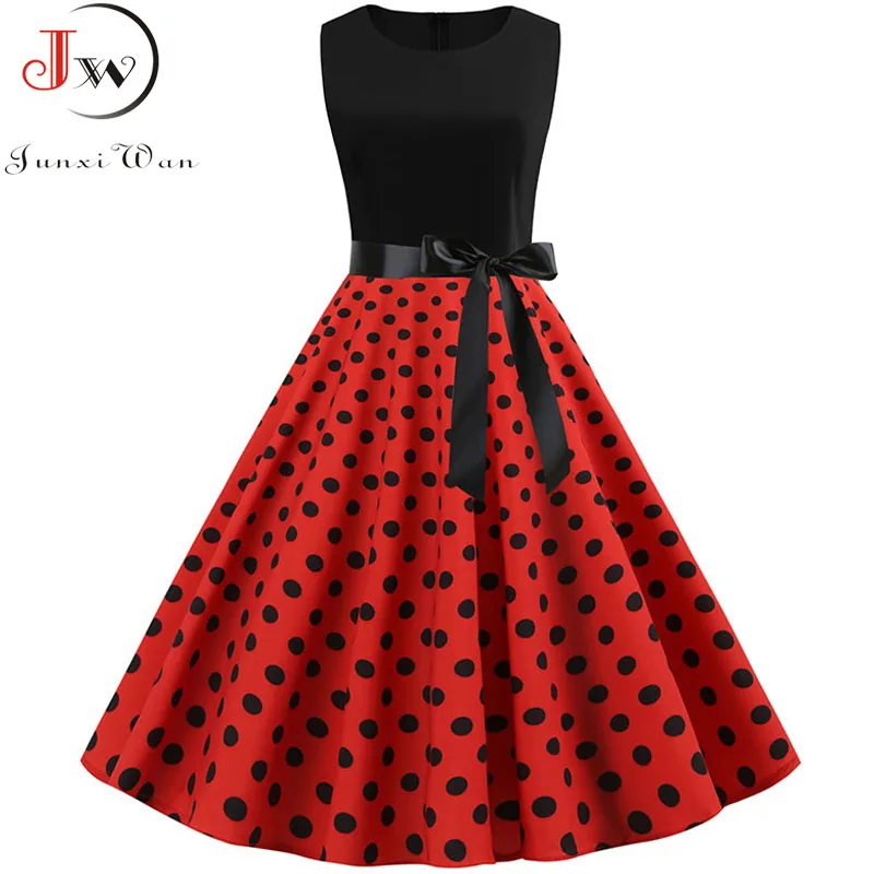 

Black Polka Dot Party Dress Women 2019 Summer Red Pin Up Rockabilly Dress robe femme 50s 60s Elegant Vintage Dress Plus Size