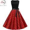 Black Polka Dot Party Dress Women 2022 Summer Red Pin Up Rockabilly Dress robe femme 50s 60s Elegant Vintage Dress Plus Size ► Photo 1/6
