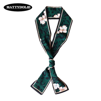 

MATTYDOLIE Leopard Scarf Ladies and Girls Floating Tie Tie Spring and Autumn Tie Shirt Ribbon Narrow Decoration Wild Small Scarf