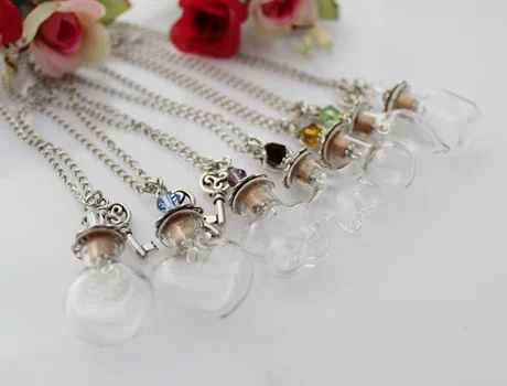 

2PCS 20x20MM DIY Empty Bottle Necklace Wish Necklace