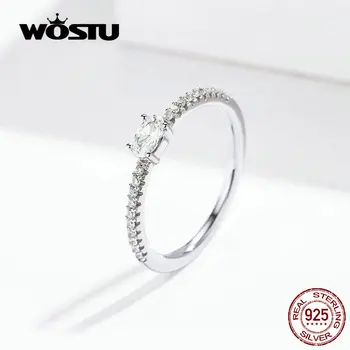 

WOSTU Dazzling Crystal Ring 100% 925 Sterling Silver Zircon Fashion Rings For Women Wedding Luxury Silver 925 Jewelry FIR524