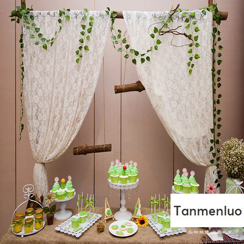 

5Mx1.5M White Polyester Lace Fabric For Wedding Backdrops Party Ceremony Arch Drapery Venue Hanging Decorations Favors