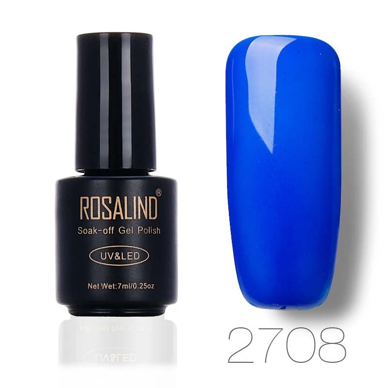 2708 ROSALIND черная бутылка 7 мл чистый цвет серии Гель-лак для ногтей Замачивание от длительного действия Vernis Полупостоянный гель - Цвет: 2708