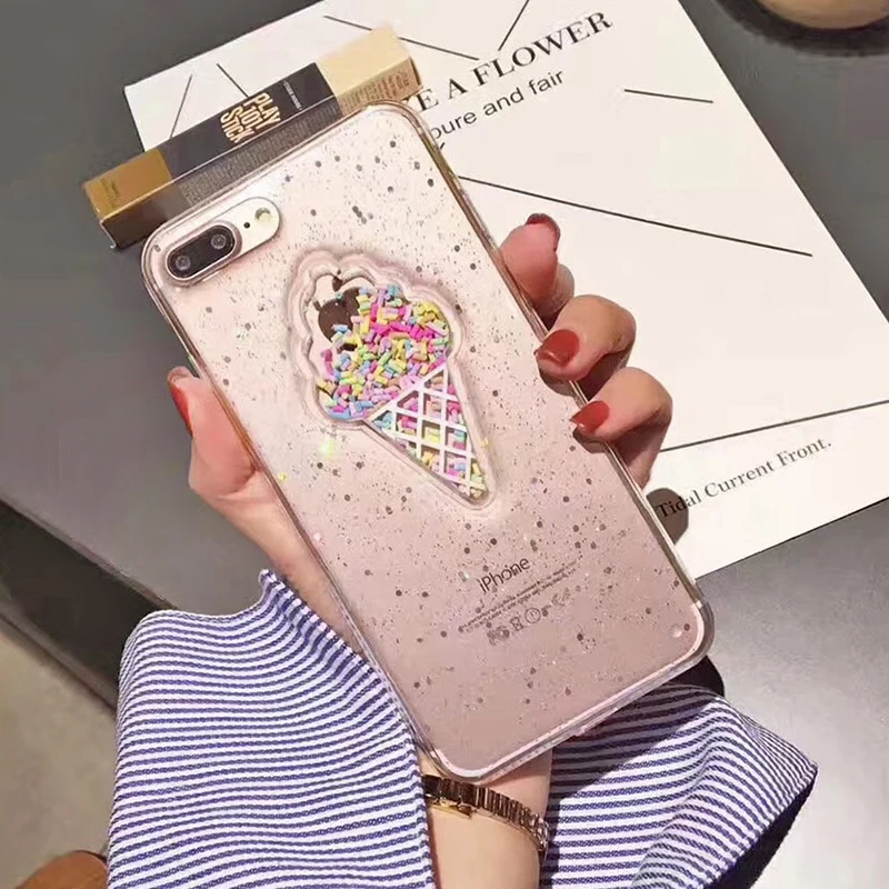 3D Dynamic Ice Cream Phone Case For iphone X Case Fashion Glitter Bling Back Cover Lovely Cartoon Cases For iphone X 10 Capa (11)