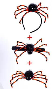 

New Halloween Horrible Big Black Furry Fake Spider Size 21cm Hand Strap Brooch hair band Treat Halloween Decoration Supplies