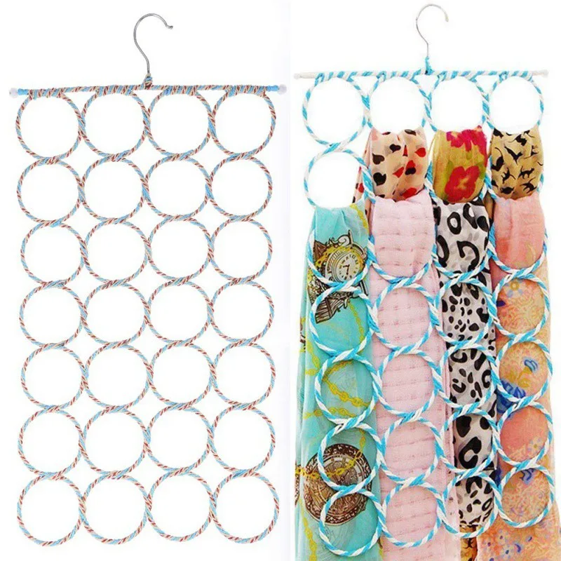 

Home Environmental Paper Rattan Hanger 28 Rings Scarf Stand Silk Towel Rack Household use