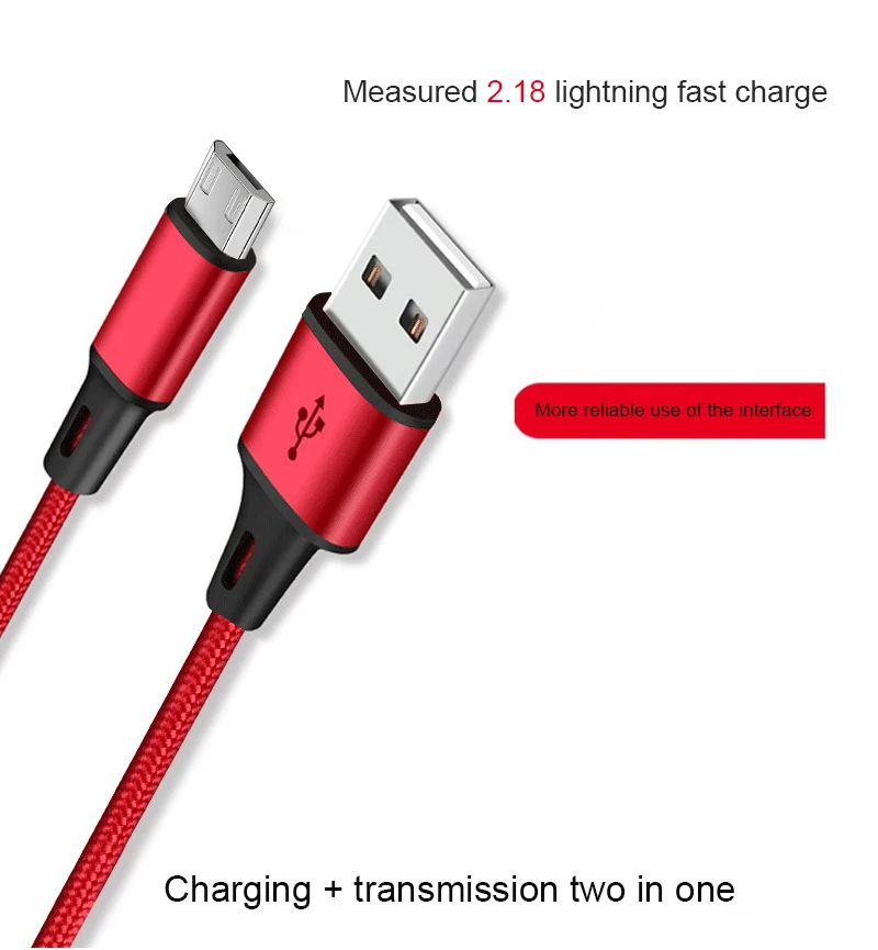 المصغّر USB كابل 1 m 2 m 3 m سريع شحن النايلون USB مزامنة بيانات الهاتف المحمول الروبوت محول كابل الشاحن ل سامسونج Xiaomi هواوي