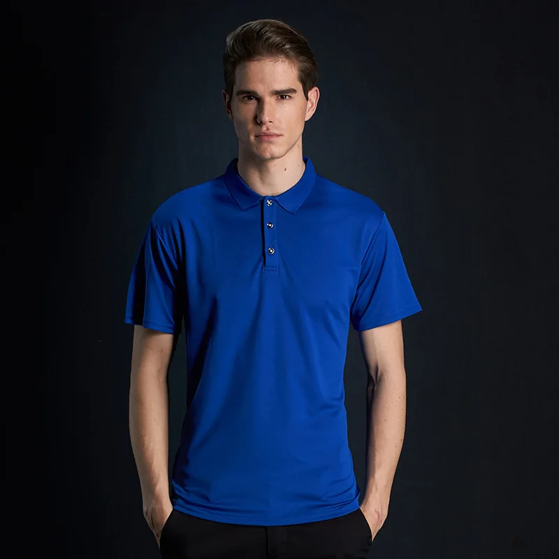 Новинка, однотонные летние мужские рубашки поло с коротким рукавом, высокое качество, спортивные майки для гольфа, тенниса, бизнес рубашки, блузы, топы - Цвет: Dark Blue