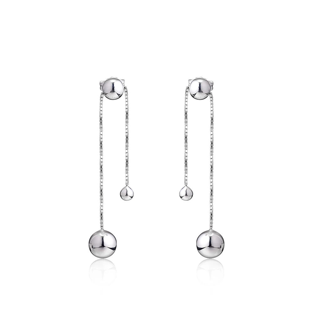 

FANDOLA Real 925 Sterling Silver Jewelry String of Beads Hanging Earrings Fashion Earrings for Women Party Birthday Gift Newest