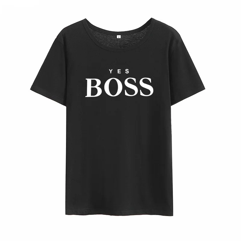 Yes Boss, футболка с коротким рукавом, женская футболка, летняя, Camisetas Mujer, с коротким рукавом, футболки, хлопок, Женская Повседневная футболка, Femme