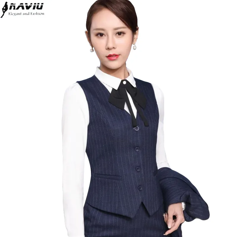 

High quality women stripe vest new arrives autumn clothes for office ladies fashion plus size work wear