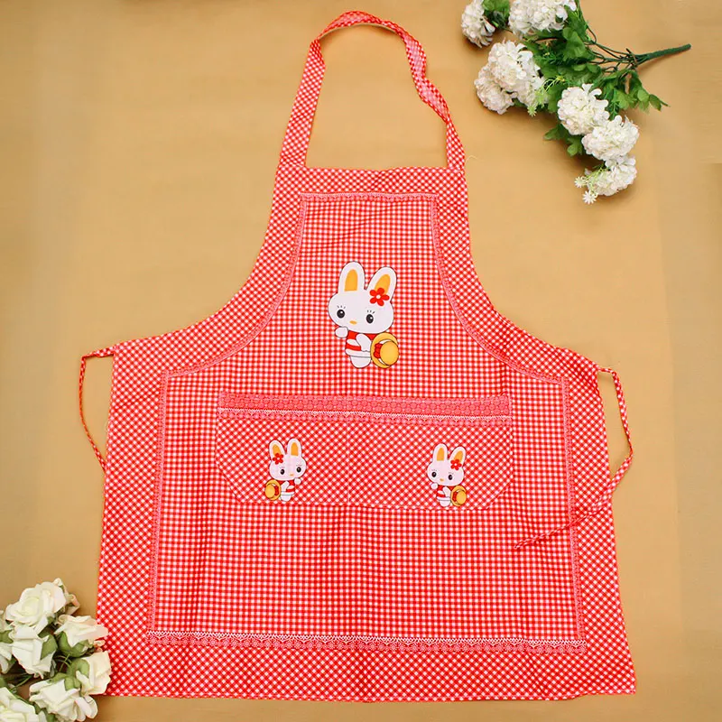 Cartoon Apron Rabbit Kitchen Cooking Sleeveless Double Pocket Household Cleaning Aprons for Adult Women Lady Cloth Protection