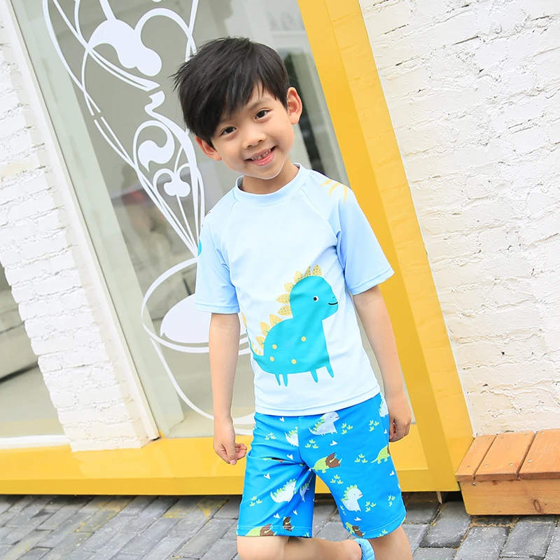 

Cartoon Children Boys Age 2-15 Long Sleeve Swim Wear 2018 Baby Kid Printed Swimsuits Beach Two Pieces With Swimming Bathing Suit