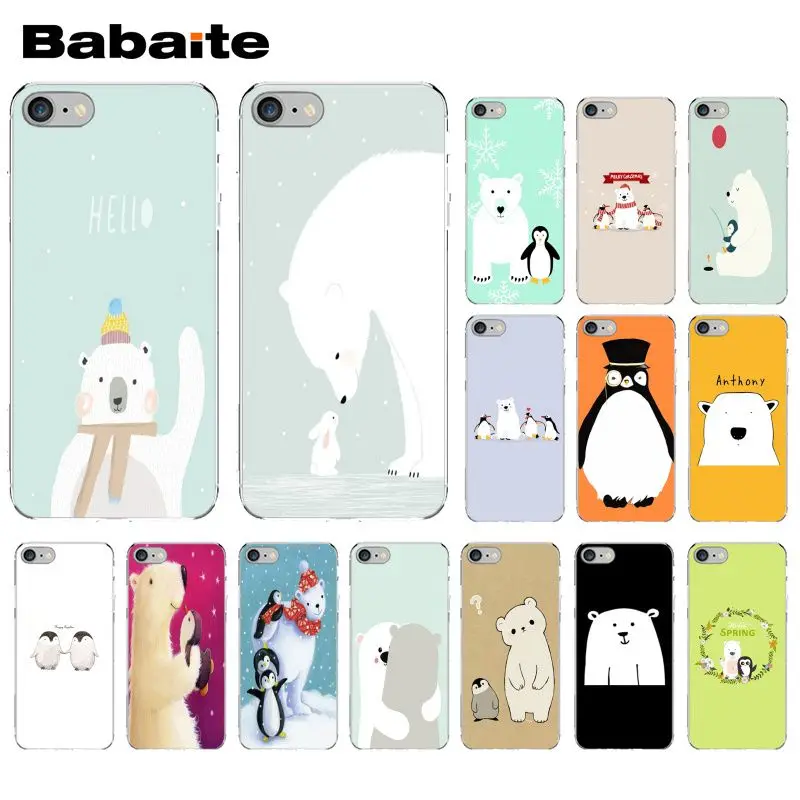 

Babaite Cute Polar Bear Penguin rabbit TPU Transparent Phone Case Cover Shell for iPhone 5 5Sx 6 7 7plus 8 8Plus X XS MAX XR