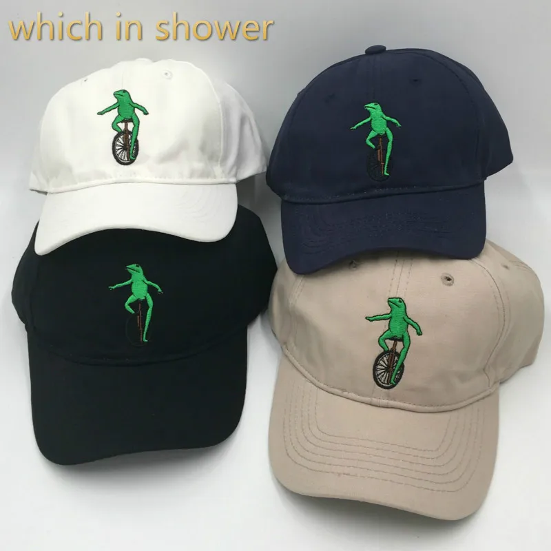 

Pepe Dad Hat Fashion Cartoon Stitched Frog Dad Hat For Women Men Summer Cotton Embroidery Frog Riding Snapback Baseball Cap