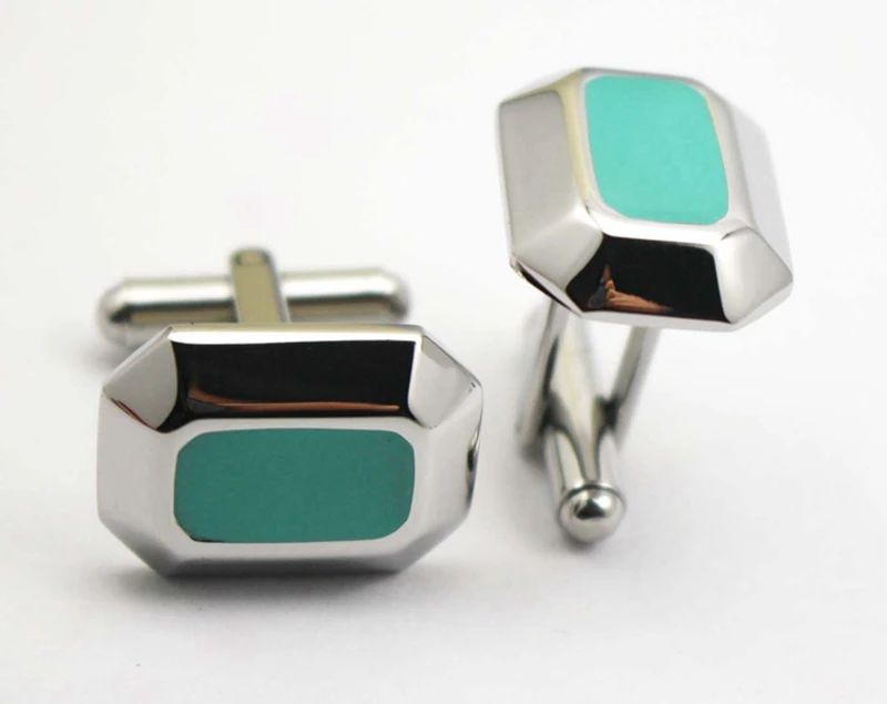 Men's Shirt Cuff Jewelry Free shipping Green Cufflinks Rectangle Design