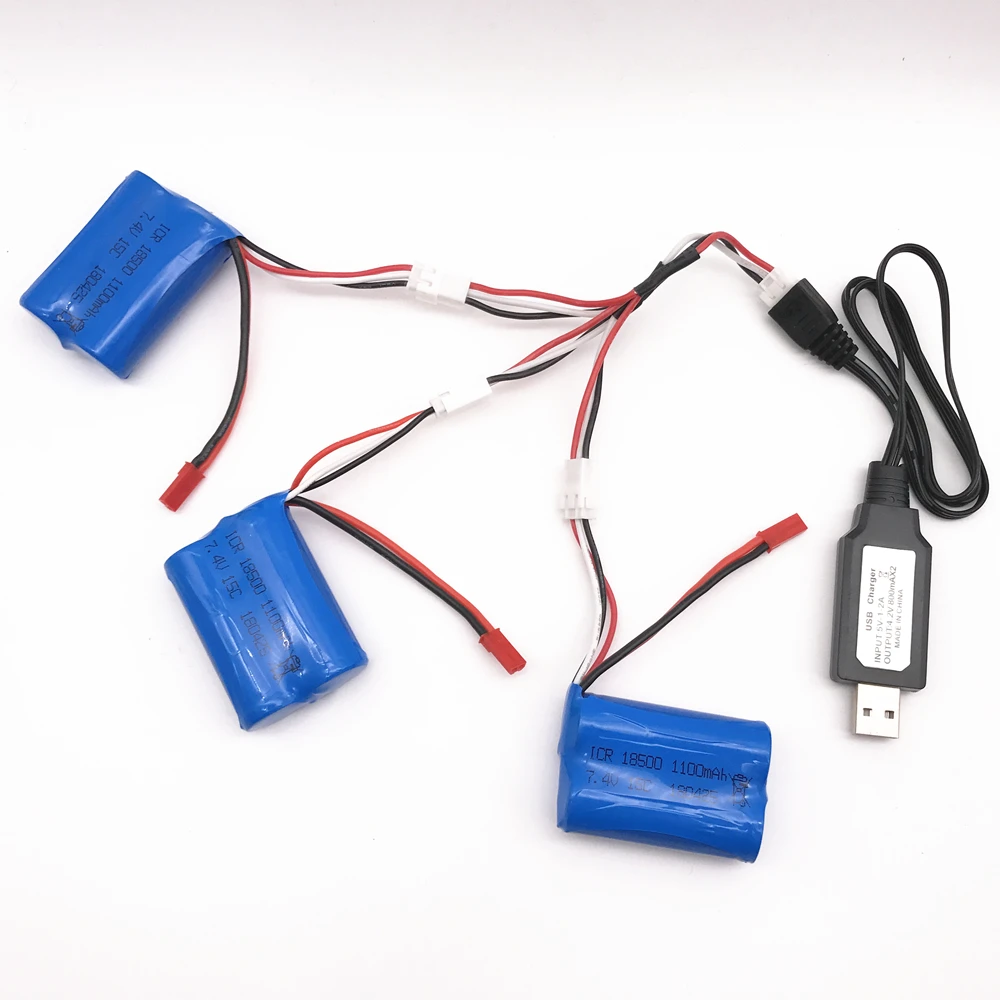 3 шт 7,4 V 1100 mAH Lipo батарея для дистанционного управления Вертолет RC лодка 7,4 V 1100 mAH 15C разрядка 18500 игрушка Батарея цилиндрическая