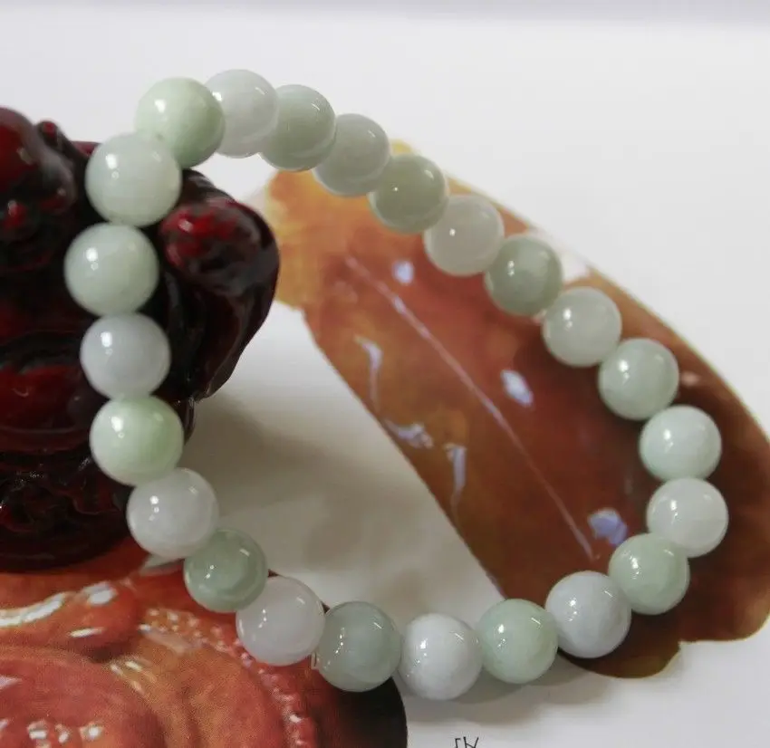 

1209 " Beautiful Chinese Jadeite JADE Beads Bracelet