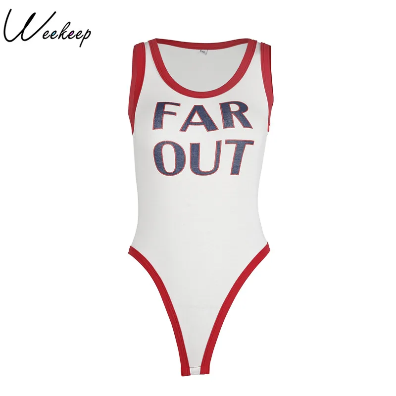 

Weekeep 2017 Summer Sexy Bodysuit Women Letter Print Tank Sleeveless Patchwork Jumpsuit Rompers Womens Jumpsuit Skinny Playsuit