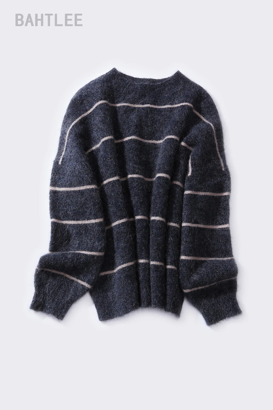 BAHTLEE весна осень женский Южно-Африканский мохер шерстяной вязаный пуловер свитер с круглым вырезом полосатый узор свободный стиль