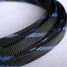 1 м Высокое качество черный и синий 12 мм оплетка ПЭТ расширяемая гильза высокой плотности Обшивка плетеный кабель рукава DIY