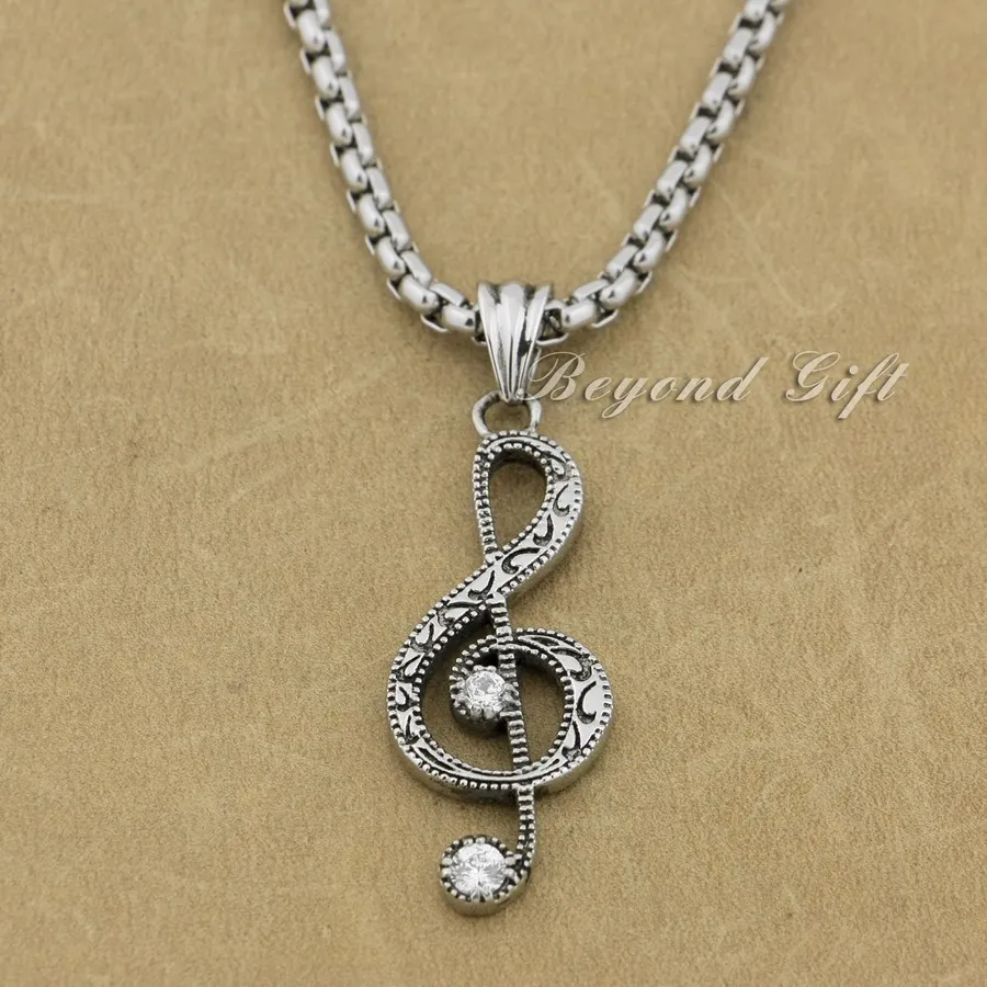 LINSION Music Note Musical Treble G Clef Symbol 316L Stainless Steel