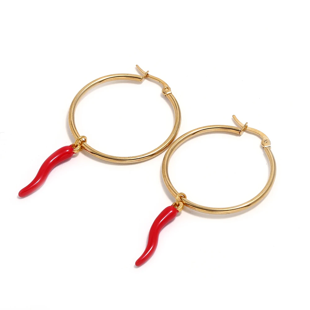 

Women Trendy Stainless steel Chili Earring Fashion Girl Chili Pepper Dangle Earrings Gold/Silver Color Jewelry 1 Pair