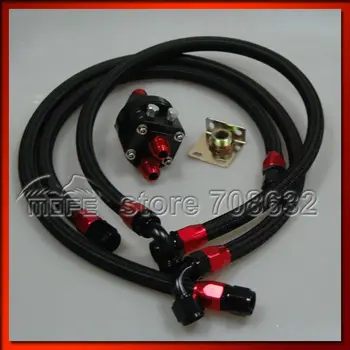 

AN10 Oil Cooler Oil Filter Relocation Kit + 3PCS Braided Nylon Stainless Steel Oil Line Hose Black