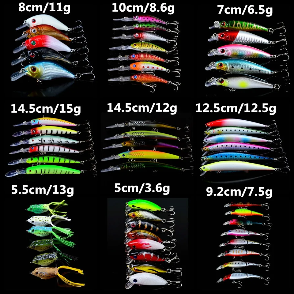 LINGYUE 56 шт./лот набор смешанных приманок Minnow кривошипная приманка и мягкая лягушка рыболовные снасти 56 различных цветов воблеры рыболовные снасти