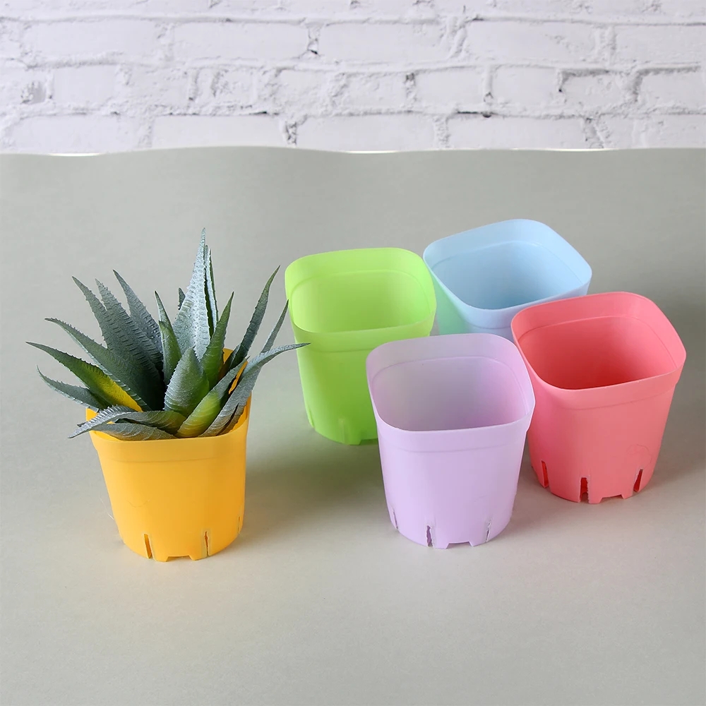 10pcs/lot Mini Square Plastic Plant Flower Pot Home Office Decor