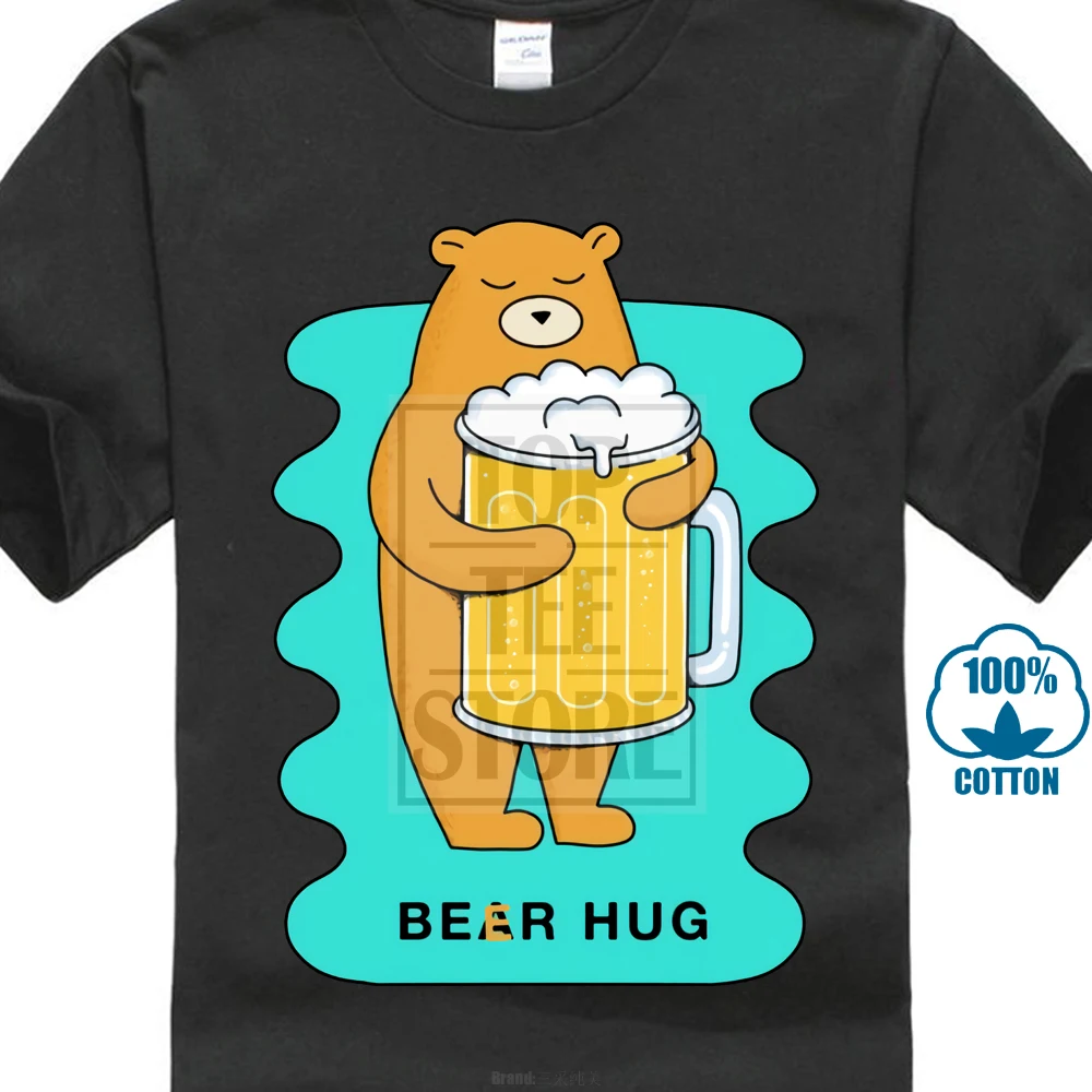 Cheapest Funny Cartoon T Shirts Men Cute Bear Beer Hug T Shirts Men'S