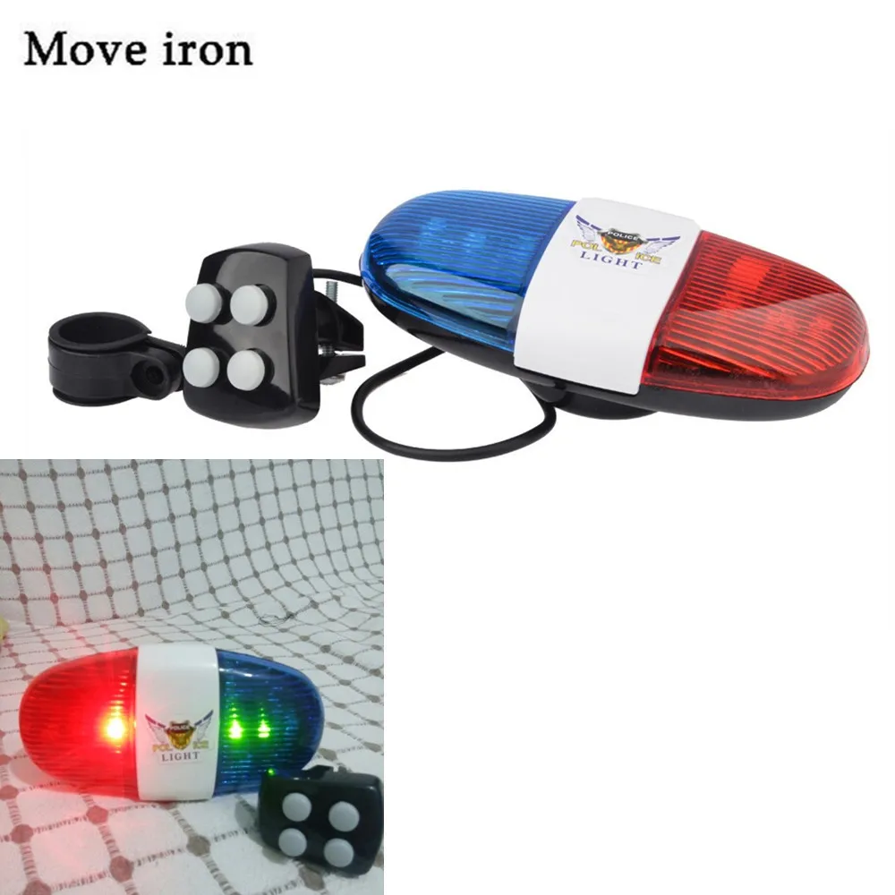 Bicycle Bell 6LED 4Tone Bicycle Horn Bike Call Police Car LED Bike Light Electronic Siren Kids Accessories for Bike Scooter