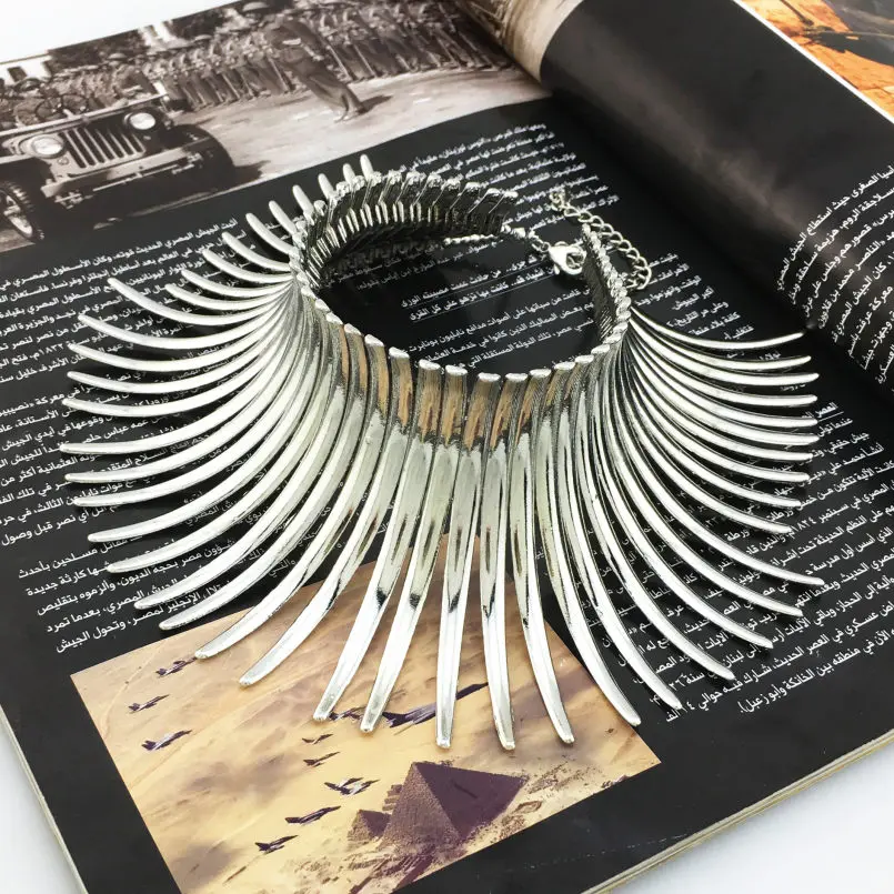 MANILAI Aboriginal Indian Bending Alloy Statement Choker Women Noble Bib Collar Necklace Maxi Jewelry Fashion Torques Big - Image 3