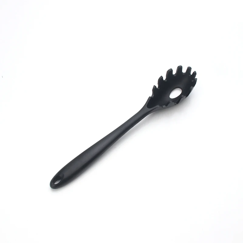 Силиконовая лопатка Тернер, щелевая ложка, половник, ложка, ложка шпатель, лопатка, лопатка, щетка для выпечки силиконовая посуда - Цвет: Black Pasta Fork