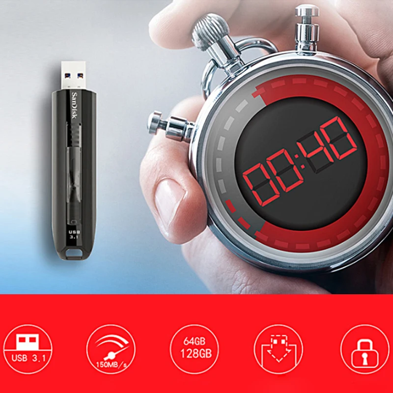 Двойной Флеш-накопитель SanDisk CZ800 для экстремальных условий Go USB 3,1 флеш-накопитель 64 ГБ флэш-накопитель USB флеш-накопитель 128 ГБ флэш-диск записи 150 МБ/с. для ТВ/PC/Автомобильный плеер