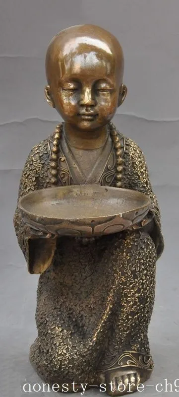 

christmas old china chinese buddhism bronze fane Buddhist monk lotus flower bowl statue halloween
