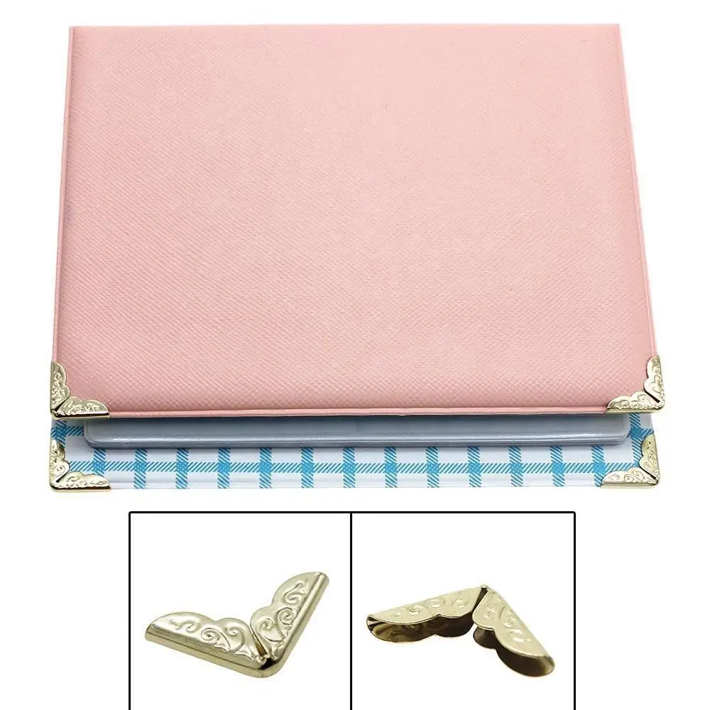 

100Pcs Practical Iron Metal Book Corner Scrapbooking DIY Photo Albums Menus Folders Flower Printed Protectors Decor Supplies